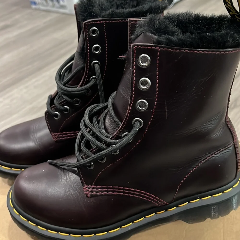 Doc Marten Serena Fur Lined Oxblood Boots - Picture 9 of 9